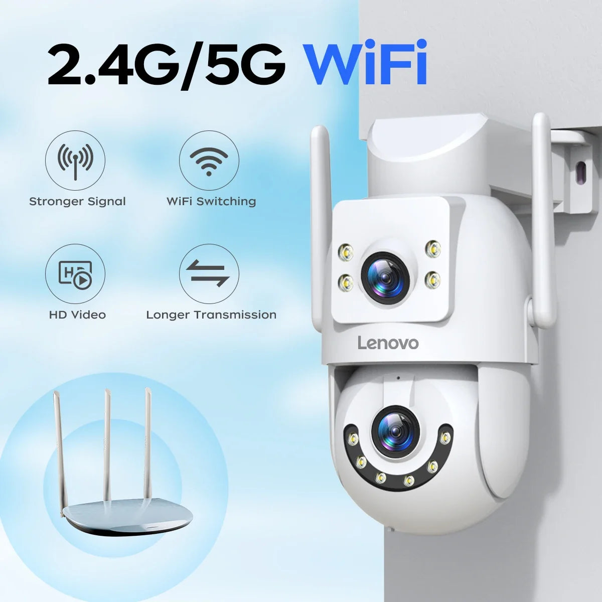 Caméra De Surveillance Extérieure Double Objectif 4K PTZ WiFi