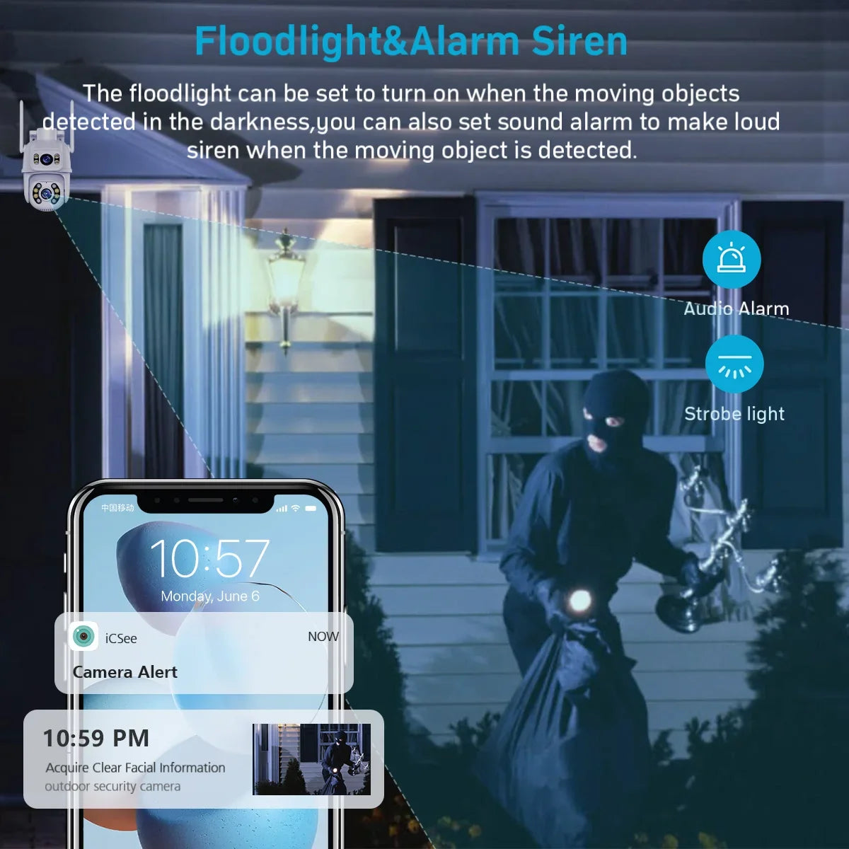 Caméra De Surveillance Wi-Fi PTZ Double Objectif 4K