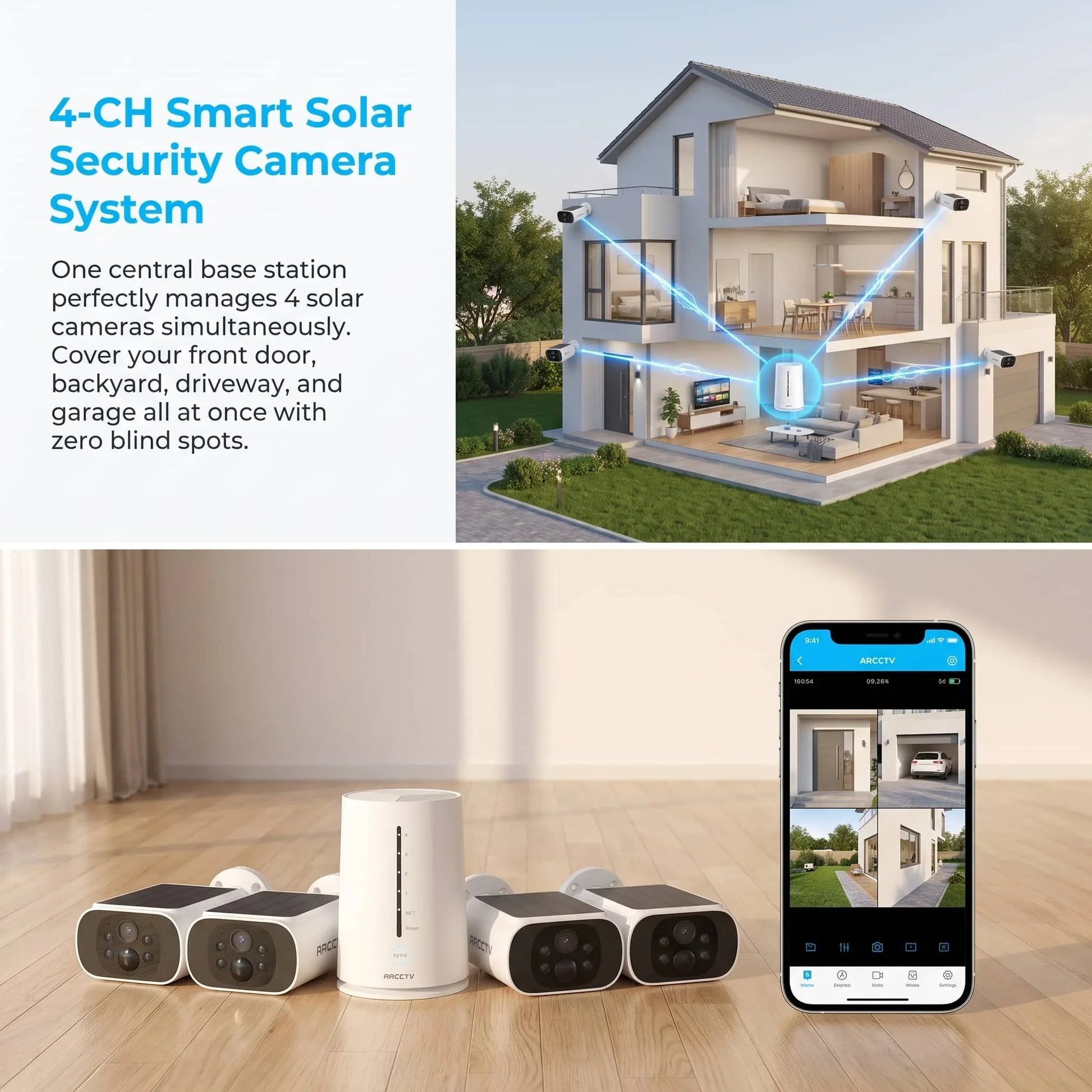 Kit De Caméras WiFi Solaires 4MP Avec Détection Humanoïde